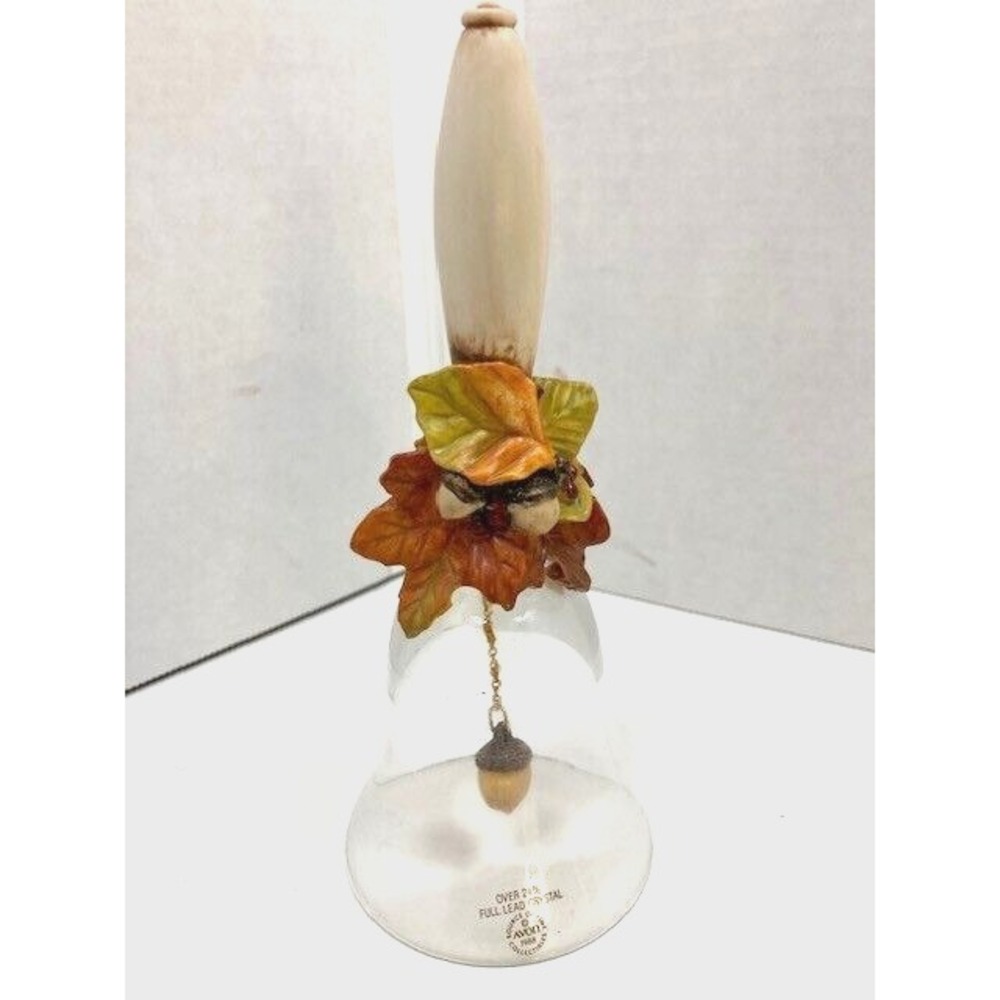 Vtg Avon Clear Glass Bell Fall Harvest Bounty W/Maple Leaves‎ Thanksgiving New